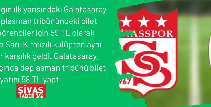 Galatasaray, Sivasspor Maçında Deplasman Tribünü Bilet Fiyatını 58 TL Yaptı