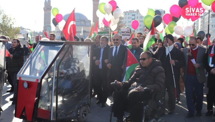 Sivas’ta Engellilerden Filistin’e Destek Yürüyüşü