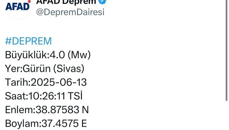 Sivas Gürün’de 4.0 Büyüklüğünde Deprem! Vatandaşlar Panik Yaşadı