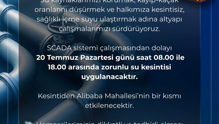 Sivas’ta Alibaba Mahallesi’nin Bir Bölümünde Su Kesintisi Uygulanacak