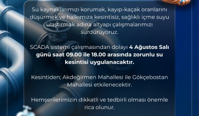 SİVAS’TA İKİ MAHALLEDE PLANLI SU KESİNTİSİ! SCADA ÇALIŞMALARI NEDENİYLE SULAR KESİLECEK
