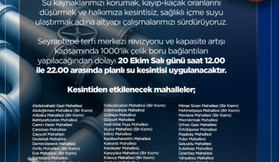 Sivas’ta 47 Mahallede Su Kesintisi! Saat 12.00’de Başlayacak